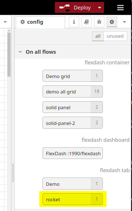 rocket tab config node